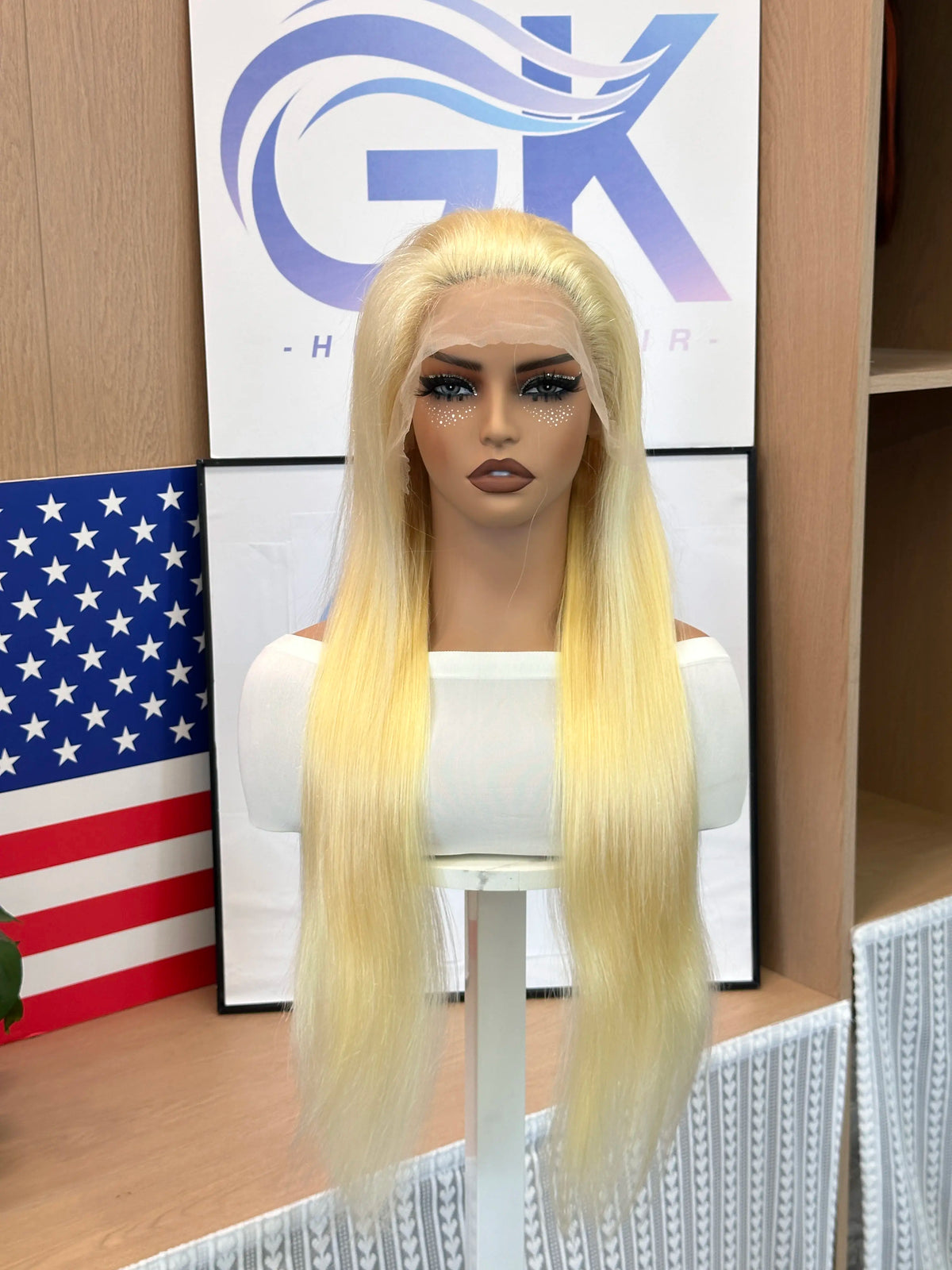 GK 13x6 613 Blonde Human Hair Lace Front Wig 180 Density Glueless