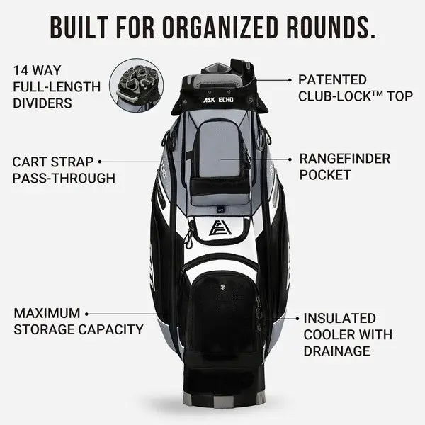T-Lock Golf Cart Bag 🛒 14-Way Divider, Ice Pocket, Men's Golf Bag