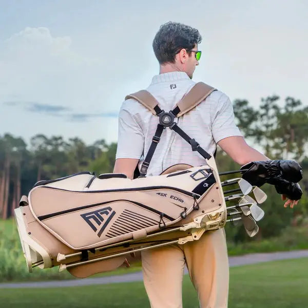Quiet Hybrid Stand Golf Bag Toasted Almond, Cart & Carry Compatible