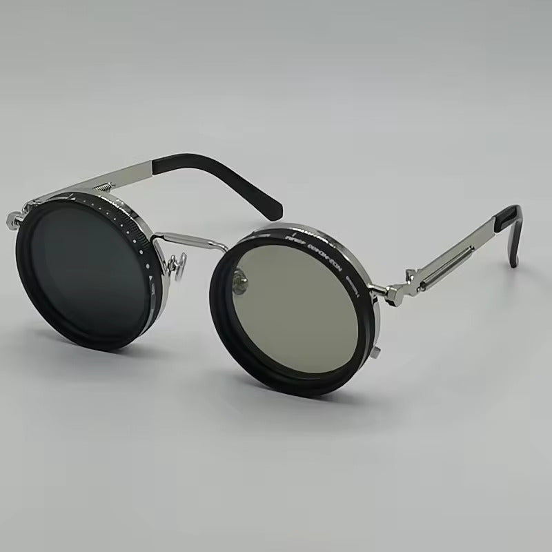 Advanced CPL polarized sunglasses with adjustable ND filter lenses and silver spring frame+gift box