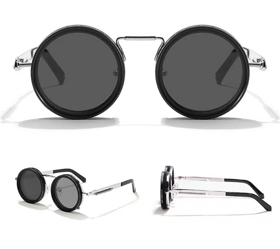 Advanced CPL polarized sunglasses with adjustable ND filter lenses and silver spring frame+gift box
