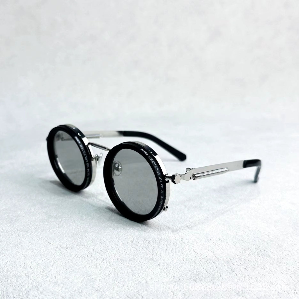 Advanced CPL polarized sunglasses with adjustable ND filter lenses and silver spring frame+gift box