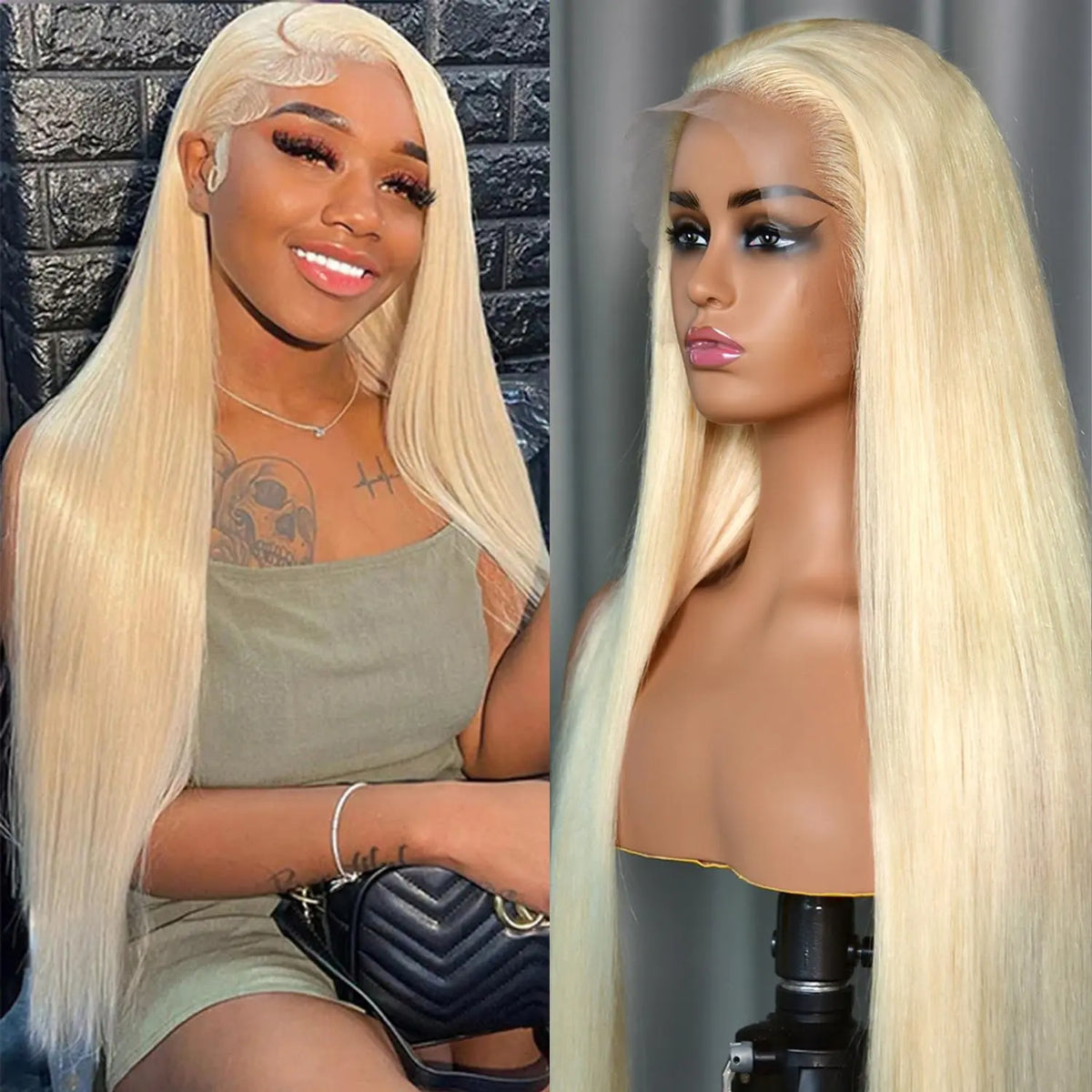 GK 13x6 613 Blonde Human Hair Lace Front Wig 180 Density Glueless
